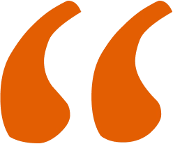 Orange quotation marks on black background.